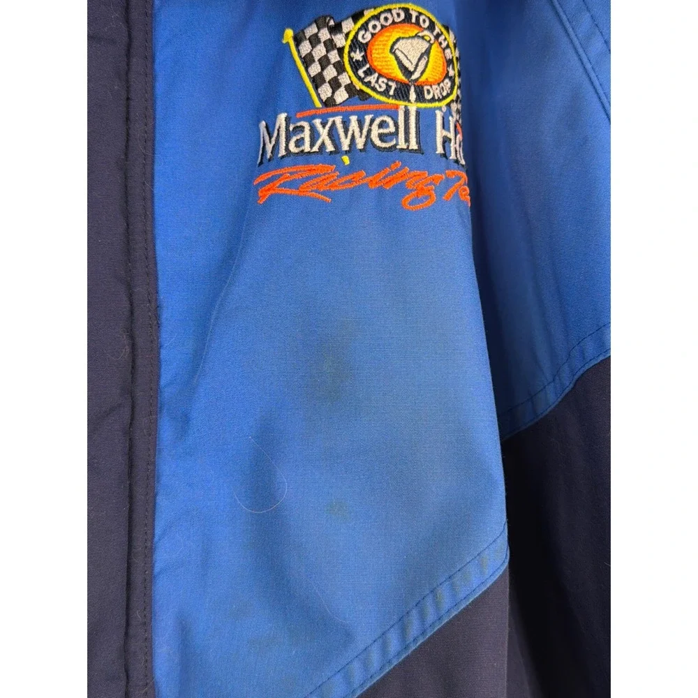 VTG 90s Ford Motorsport‎ Racing Jacket Mens XL Blue Maxwell House Racing Team